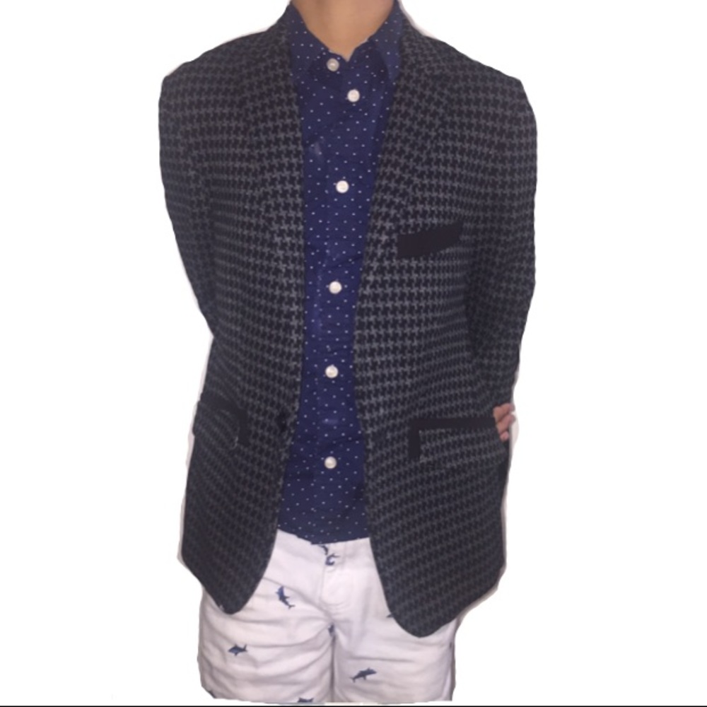 Boys gray and Black houndstooth blazer
